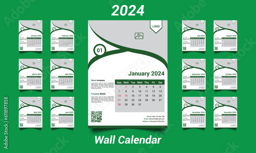 Wall calendar design 2024, Calendar design 2024.