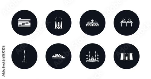 symbol for mobile filled icons set. filled icons such as , st mark basilica, t, oriental peral tower, potala palace, blue mosque, luxor temple