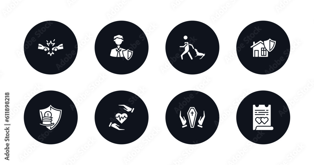 symbol for mobile filled icons set. filled icons such as frontal crash, insurance agent, bite, house insurance, retirement, life insurance, funeral, marriage contract vector. symbol for mobile filled icons set. filled icons such as frontal crash, insurance agent, bite, house insurance, retirement, life insurance, funeral, marriage contract vector.