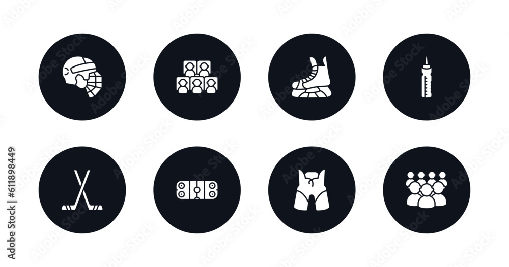 symbol for mobile filled icons set. filled icons such as hockey helmet, visitors, ice skate, water bottle, hockey stick, ice court, pants, audience vector. symbol for mobile filled icons set. filled icons such as hockey helmet, visitors, ice skate, water bottle, hockey stick, ice court, pants, audience vector.
