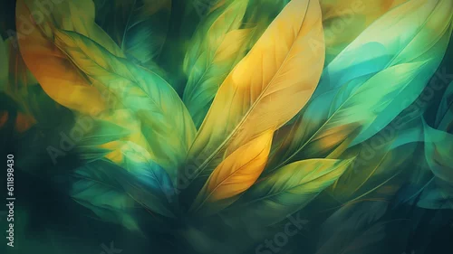 Obraz green watercolor foliage abstract background.  Generative AI. spring eco nature
