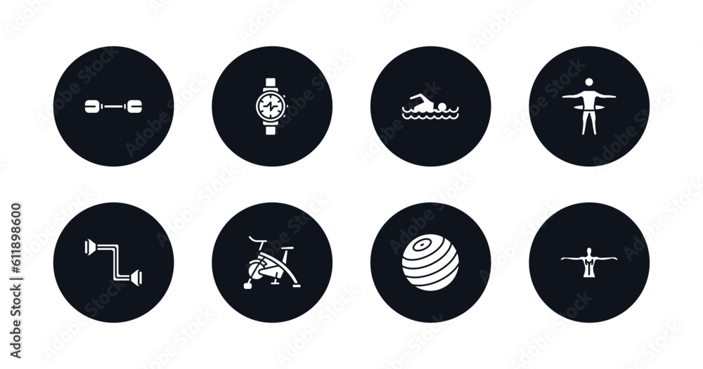 symbol for mobile filled icons set. filled icons such as little dumbbell, training watch, man swimming, stick man hoop, resistance, riding bicycle, gymnastic ball, anatomy vector. symbol for mobile filled icons set. filled icons such as little dumbbell, training watch, man swimming, stick man hoop, resistance, riding bicycle, gymnastic ball, anatomy vector.