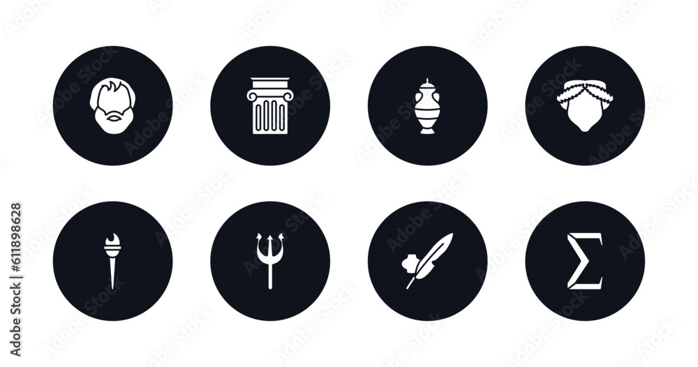 symbol for mobile filled icons set. filled icons such as aristotle, jonic column, amphora, muse, sports torch, poseidon, ink and quill, sigma vector. symbol for mobile filled icons set. filled icons such as aristotle, jonic column, amphora, muse, sports torch, poseidon, ink and quill, sigma vector.