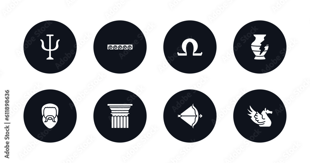 symbol for mobile filled icons set. filled icons such as psi, greek ornament, omega, broken amphora, plato, pillar, artemis, pegasus vector. symbol for mobile filled icons set. filled icons such as psi, greek ornament, omega, broken amphora, plato, pillar, artemis, pegasus vector.
