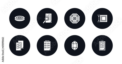 symbol for mobile filled icons set. filled icons such as disk, preview, ennegon, dimension, copy, properties, polygonal jewel, paste clipboard vector.