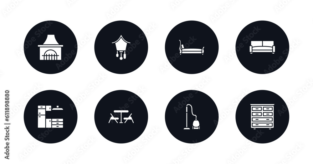 symbol for mobile filled icons set. filled icons such as chimney, cuckoo clock, sleigh bed, davenport, cabinets, card table, carpet sweeper, chest of drawers vector. symbol for mobile filled icons set. filled icons such as chimney, cuckoo clock, sleigh bed, davenport, cabinets, card table, carpet sweeper, chest of drawers vector.