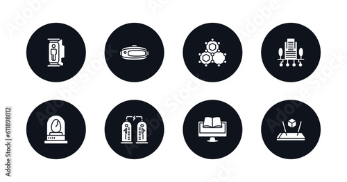 symbol for mobile filled icons set. filled icons such as cloning, vr glasses, nanotechnology, building, egg incubator, teleportation, online learning, augmented reality vector.