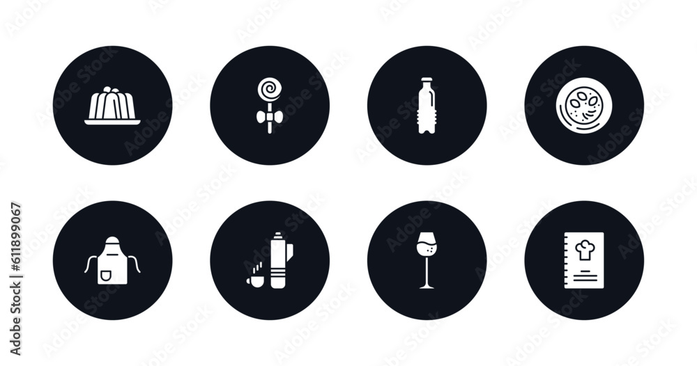 symbol for mobile filled icons set. filled icons such as jelly, jawbreaker, water container, hainanese chicken, kitchen pack, thermo flask, cup of wine, restaurant menu vector. symbol for mobile filled icons set. filled icons such as jelly, jawbreaker, water container, hainanese chicken, kitchen pack, thermo flask, cup of wine, restaurant menu vector.
