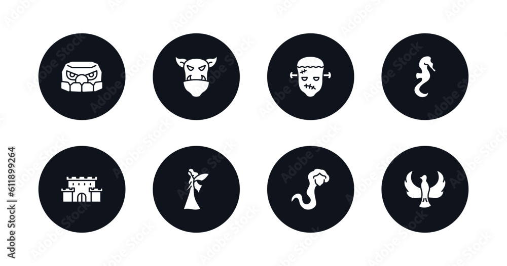 symbol for mobile filled icons set. filled icons such as , ogre, frankenstein, seahorses, castle, myth, rapunzel, phoenix vector. symbol for mobile filled icons set. filled icons such as , ogre, frankenstein, seahorses, castle, myth, rapunzel, phoenix vector.