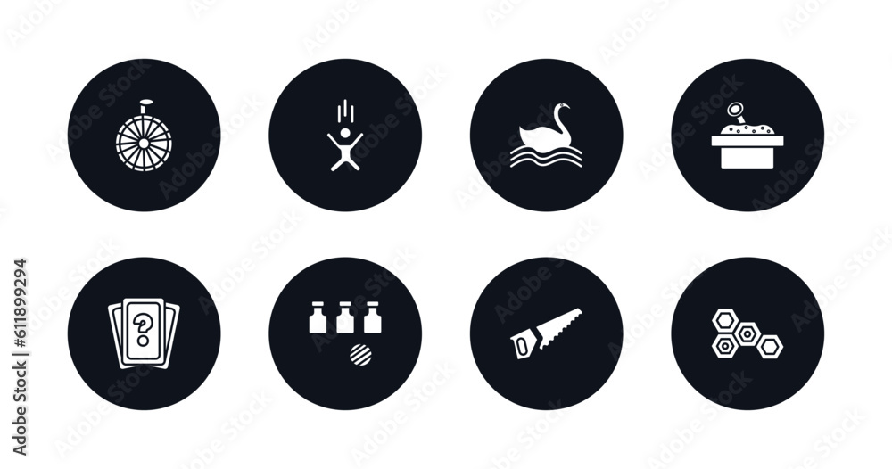 symbol for mobile filled icons set. filled icons such as spinning wheel, jump, swan boat, sandbox, memory board games, bottles ball, sawing, game with hexagons vector. symbol for mobile filled icons set. filled icons such as spinning wheel, jump, swan boat, sandbox, memory board games, bottles ball, sawing, game with hexagons vector.
