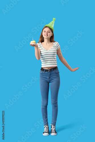 Pretty young woman with bir...