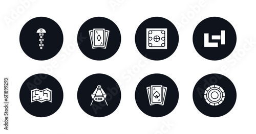 symbol for mobile filled icons set. filled icons such as hopscotch, card game, carrom, board game blocks, board game map, fair ship, black jack, chips vector.