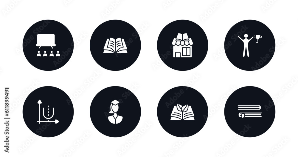 symbol for mobile filled icons set. filled icons such as university class, opened, book shop, man with trophy, parabolic function, scholar, eco book, books couple vector. symbol for mobile filled icons set. filled icons such as university class, opened, book shop, man with trophy, parabolic function, scholar, eco book, books couple vector.
