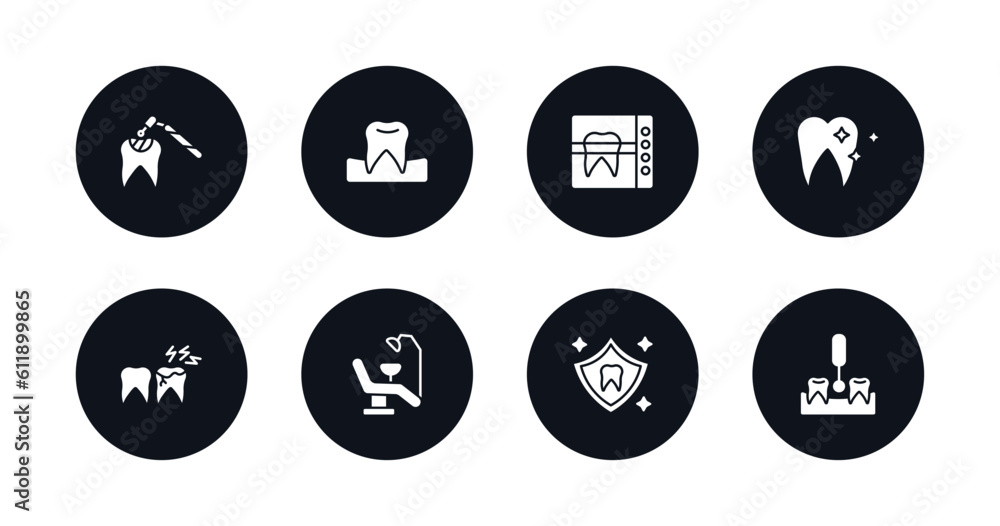 symbol for mobile filled icons set. filled icons such as tooth filling, occlusal, radiograph, clean tooth, toothache, dentist chair, dental protection, interproximal vector. symbol for mobile filled icons set. filled icons such as tooth filling, occlusal, radiograph, clean tooth, toothache, dentist chair, dental protection, interproximal vector.