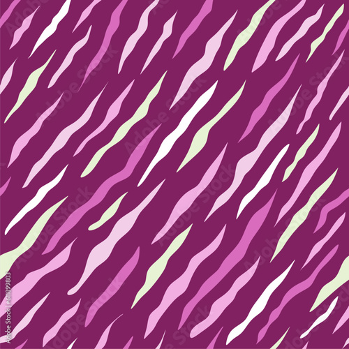Hand drawn abstract pink or violet zebra print. Seamless vector animal print. Zebra. Art print on textile.