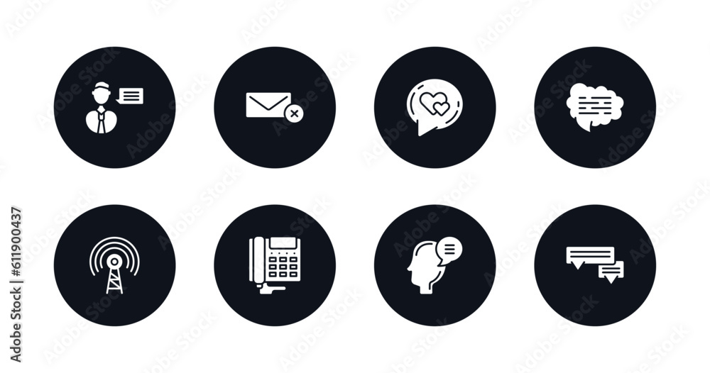 symbol for mobile filled icons set. filled icons such as talk, delete email, i love you, speech cloud, broadcasting, digital phone, theory, chat message vector. symbol for mobile filled icons set. filled icons such as talk, delete email, i love you, speech cloud, broadcasting, digital phone, theory, chat message vector.