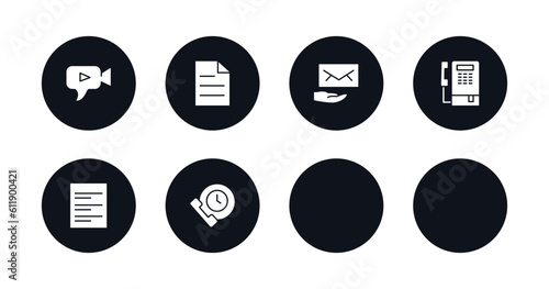 symbol for mobile filled icons set. filled icons such as news reporter, video chat, pager, receiving email, public phone, text lines, quarrel, time call vector. photo