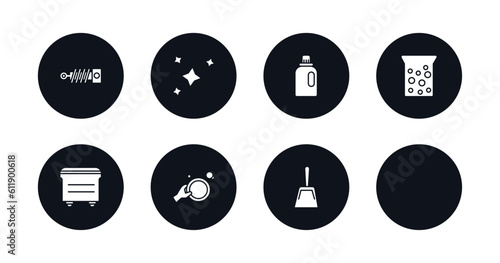 symbol for mobile filled icons set. filled icons such as suspension, clean, softener, hard water, dumpster, washing dishes, charwoman, dustpan vector.