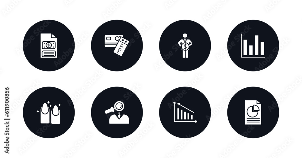 symbol for mobile filled icons set. filled icons such as bailment, credit card and ticket, man holding a big coin, column chart, nails, professional advance, measure success, pie chart file vector. symbol for mobile filled icons set. filled icons such as bailment, credit card and ticket, man holding a big coin, column chart, nails, professional advance, measure success, pie chart file vector.