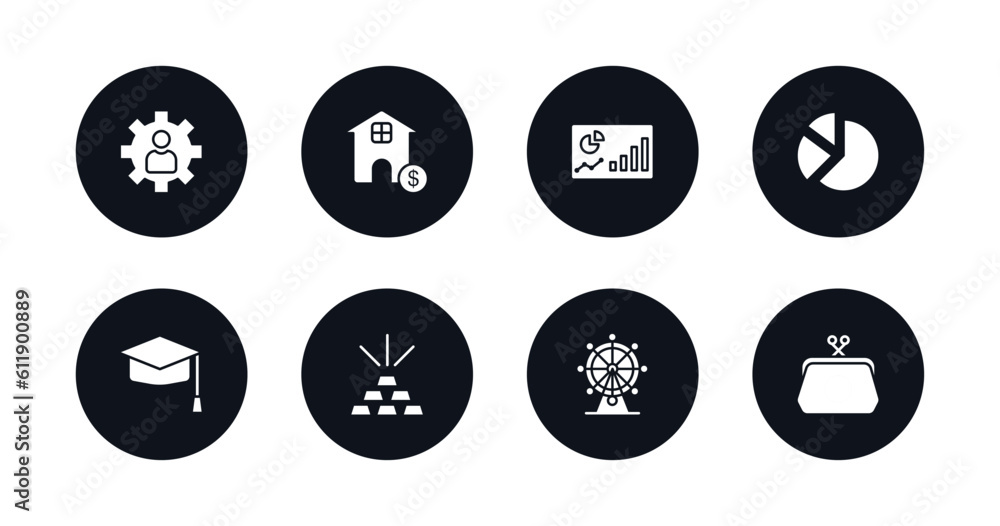 symbol for mobile filled icons set. filled icons such as expert, mortgage loan, progress report, circular pie chart, graduation ceremony, stack of gold, big wheel, coin purse vector. symbol for mobile filled icons set. filled icons such as expert, mortgage loan, progress report, circular pie chart, graduation ceremony, stack of gold, big wheel, coin purse vector.