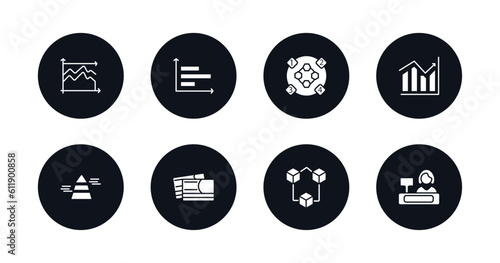 symbol for mobile filled icons set. filled icons such as dual chart, horizontal bar chart, item interconnections, bars graphic, stats pyramid, color business card, connection box chart, supermarket