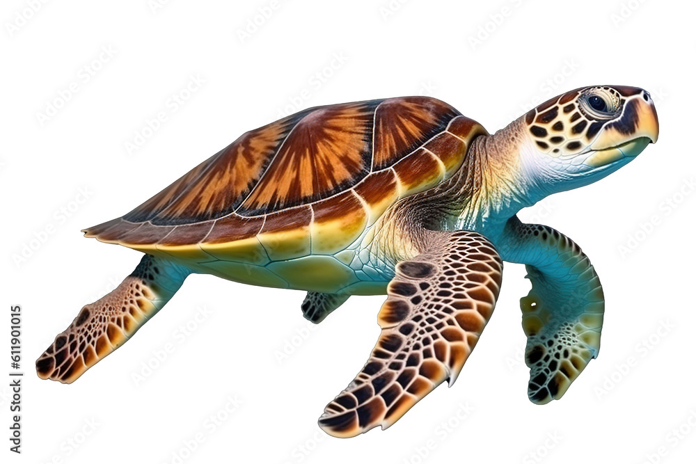 Fototapeta premium Hawksbill sea turtle, generative artificial intelligence 