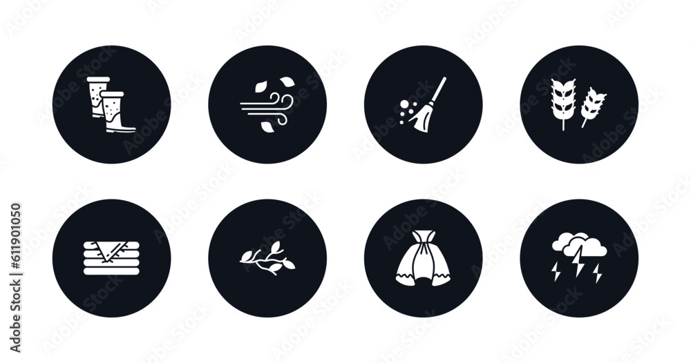 symbol for mobile filled icons set. filled icons such as rubber roots, wind, broom, rye, blanket, tree branch, cloak, storm vector. symbol for mobile filled icons set. filled icons such as rubber roots, wind, broom, rye, blanket, tree branch, cloak, storm vector.