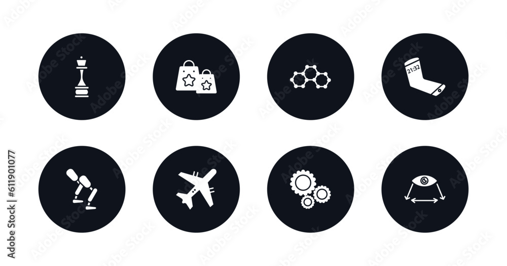 symbol for mobile filled icons set. filled icons such as chess, shopping bag, graphene, mobile flexible display, prosthesis, aeroplane, hine, field of view vector. symbol for mobile filled icons set. filled icons such as chess, shopping bag, graphene, mobile flexible display, prosthesis, aeroplane, hine, field of view vector.