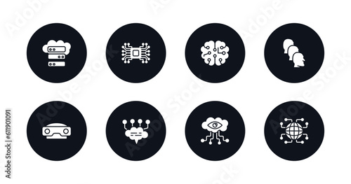 symbol for mobile filled icons set. filled icons such as storage, artificial intelligence, intelligence, depth perception, stereoscope, chat, visualization, vector.