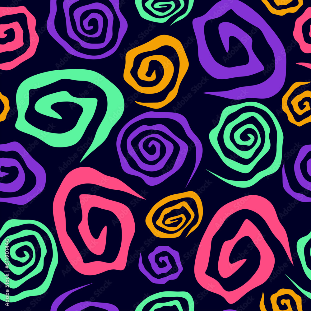 Psychedelic swirl spiral seamless pattern. 60s, 70s style liquid groovy background. Colorful texture. Psychedelic swirl spiral seamless pattern. 60s, 70s style liquid groovy background. Colorful texture.