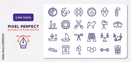 people skills outline icons set. thin line icons such as radar detection, empathy, de, gardener, equality, seamstrees, body building, safety vesty vector.