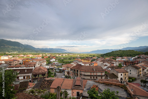 Italian mountain village, immersed in nature, amazing views of the countryside of Polla, Campania, Salerno, Italy