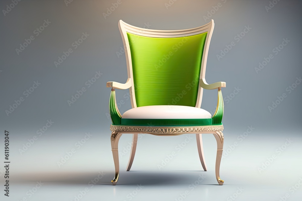Fototapeta premium chair made of plant and leaf in white background, photorealistic