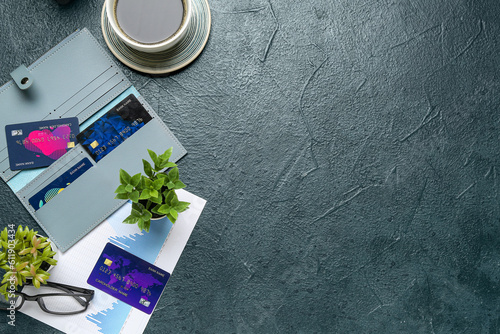 Wallet with credit cards, p...