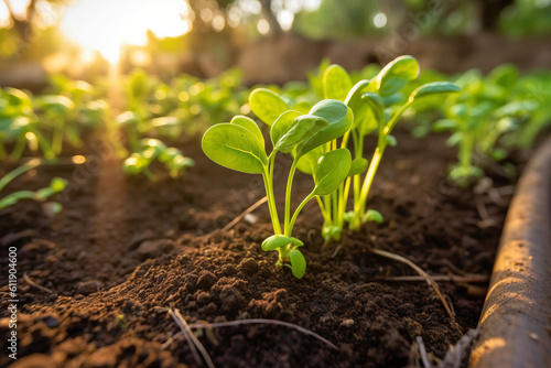 Regenerative Farming, sunlight fields, sustainable crops. crops growing. Generative AI