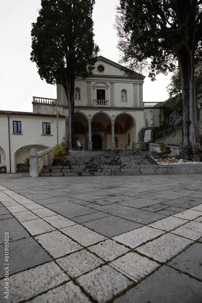 Italian mountain village, The Church of Saint Anthony in Polla, Campania, Salerno, Italy