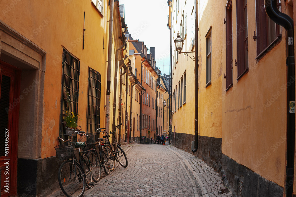narrow street in the town, stockholm
