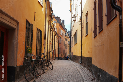narrow street in the town  stockholm