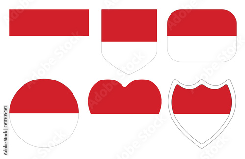 Free Download Indonesian flag in design shape set. Flag of Indonesia in design shape set.  - GFXLoad