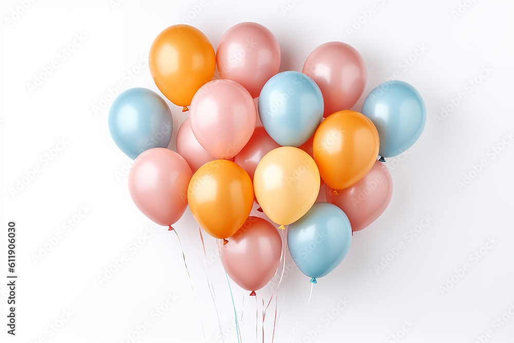 a bunch of balloons on a white background. Generative AI