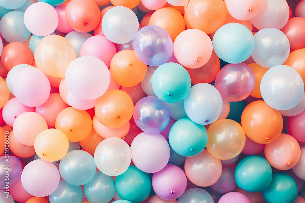 texture background of multicolored rubber balloons. Generative AI