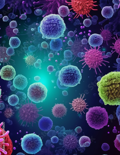 bacteria virus template design, generative ai
