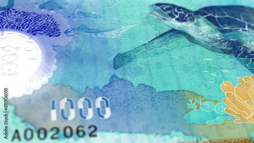 Maldives Maldivian Rufiyaa 1000 Banknotes, One Thousand Maldivian Rufiyaa, Close-up and macro view of the Maldivian Rufiyaa, Tracking and Dolly Shots 1000 Maldivian Rufiyaa banknote photo