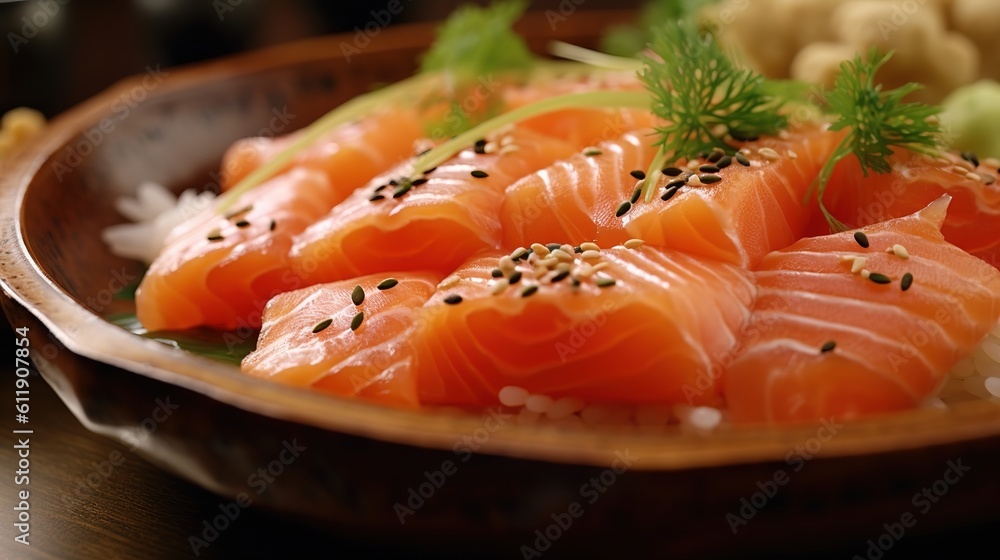Fresh and delicious salmon sushi,AI generated Fresh and delicious salmon sushi,AI generated