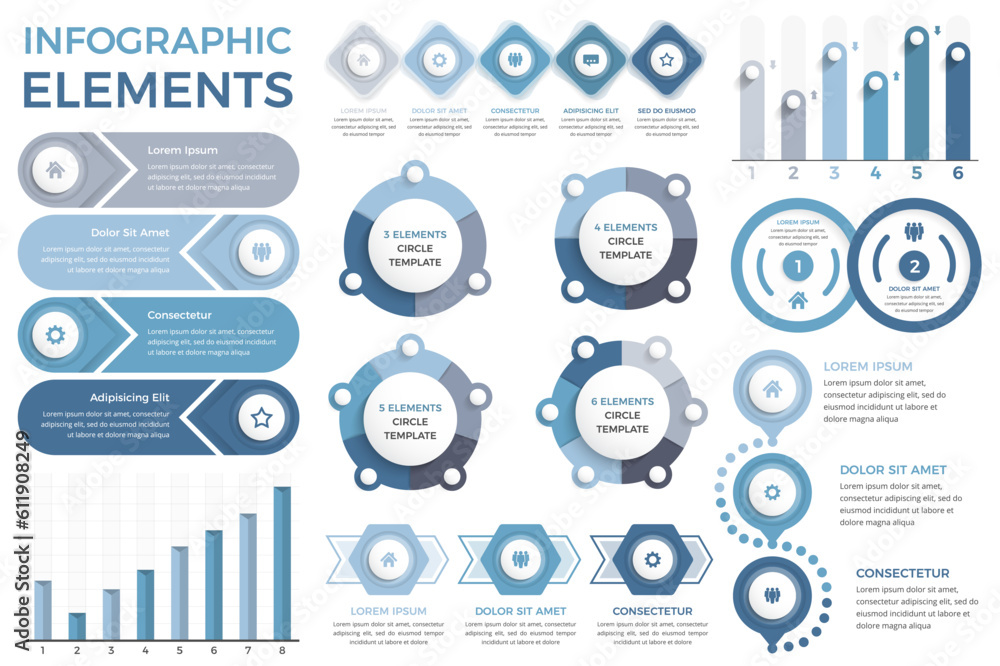 Business infographic elements and templates collection - bar charts ...