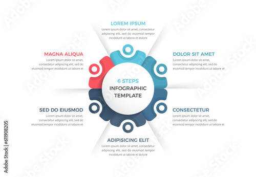 Circle diagram with 6 steps with place for your text, infographic template, vector eps10 illustration