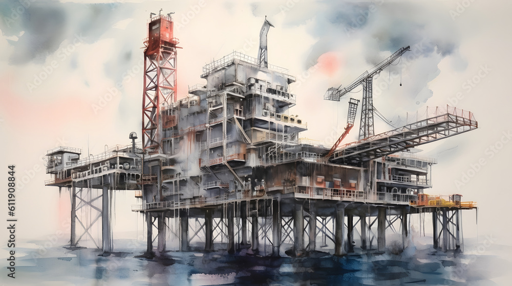 Petroleum platform oil and gas at sea. Generative AI