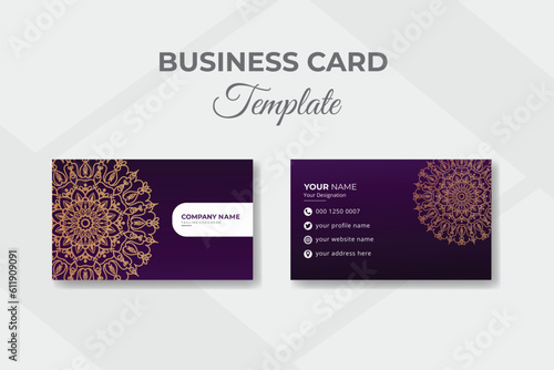 Round circle mandala business card design template
