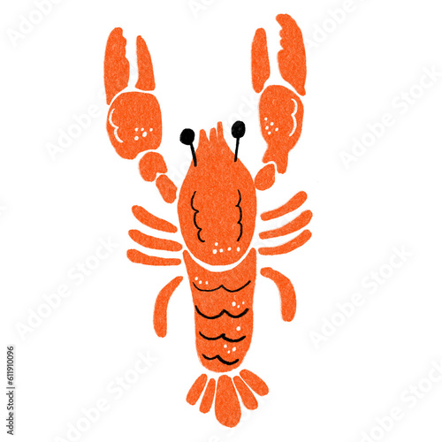 Seafood Lobster Decorative Doodles Hand Drawn Illustration © Lineprint