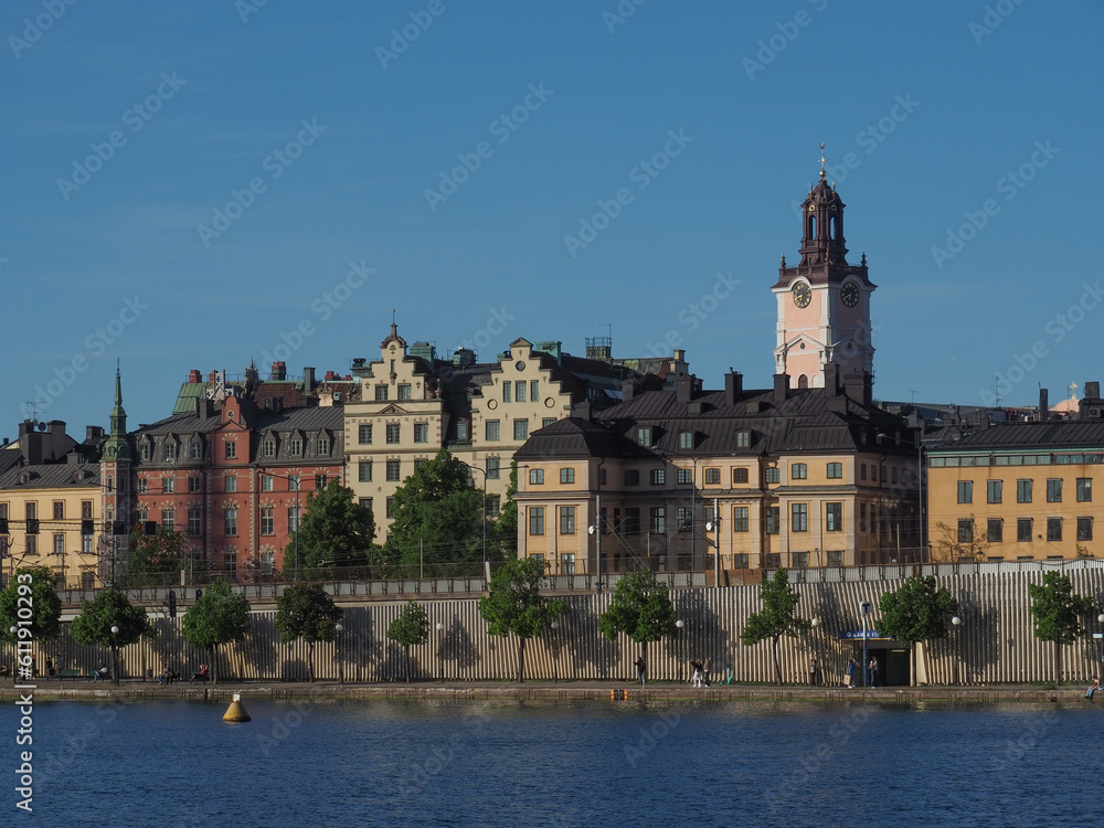 Panorama picture of old town buildings in Stockholm Sweden.